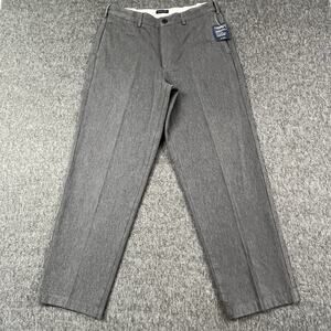 Lands End Dress Pants Mens 32 Charcoal Gray Flat Front Flex Waist - NEW
